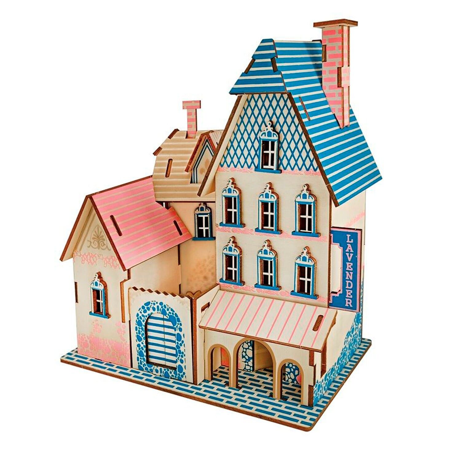 Modèle 3D en bois. Villa Paca. 62 pièces. Couleur : Multicolore