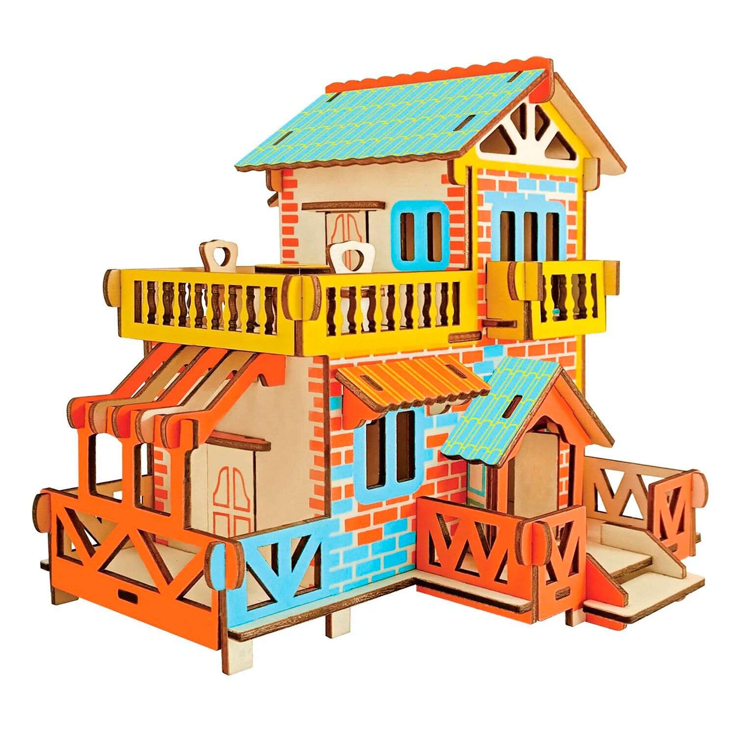 Modèle 3D en bois. Chalet. 73 pièces. Couleur : Multicolore