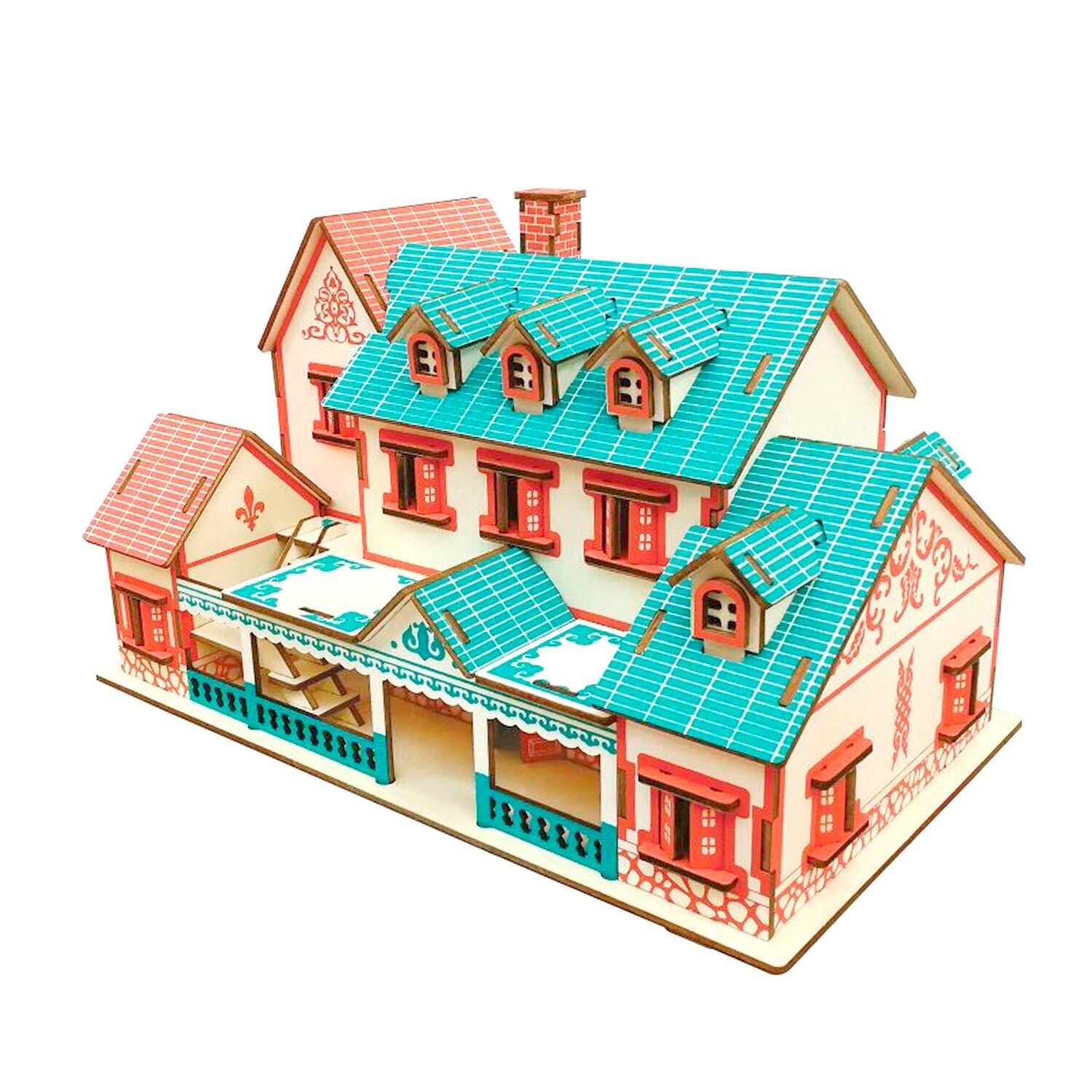 Modèle 3D en bois. Villa Narat. 141 pièces. Couleur : Multicolore