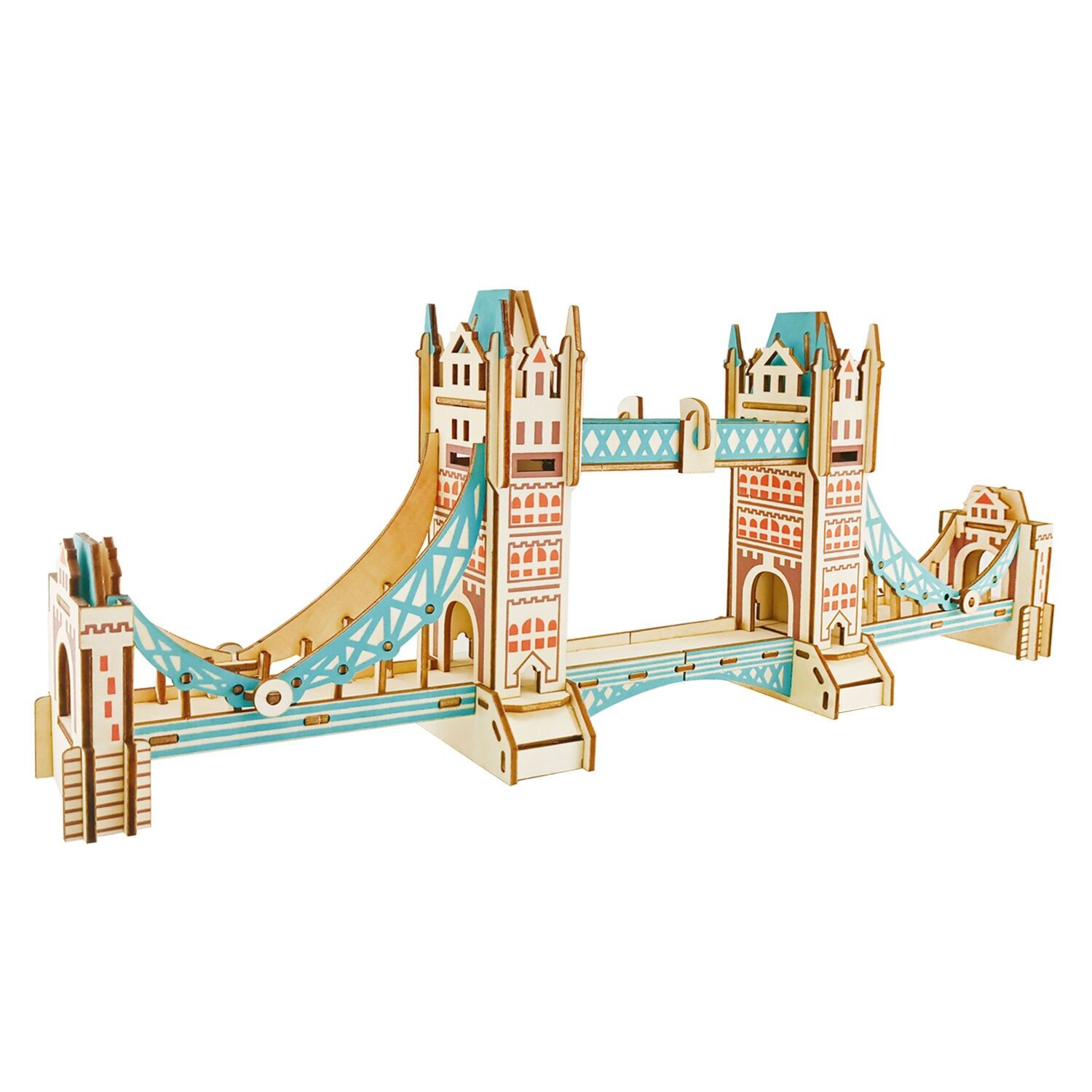 Modèle 3D en bois. Tower Bridge à Londres. 105 pièces. Couleur : Multicolore