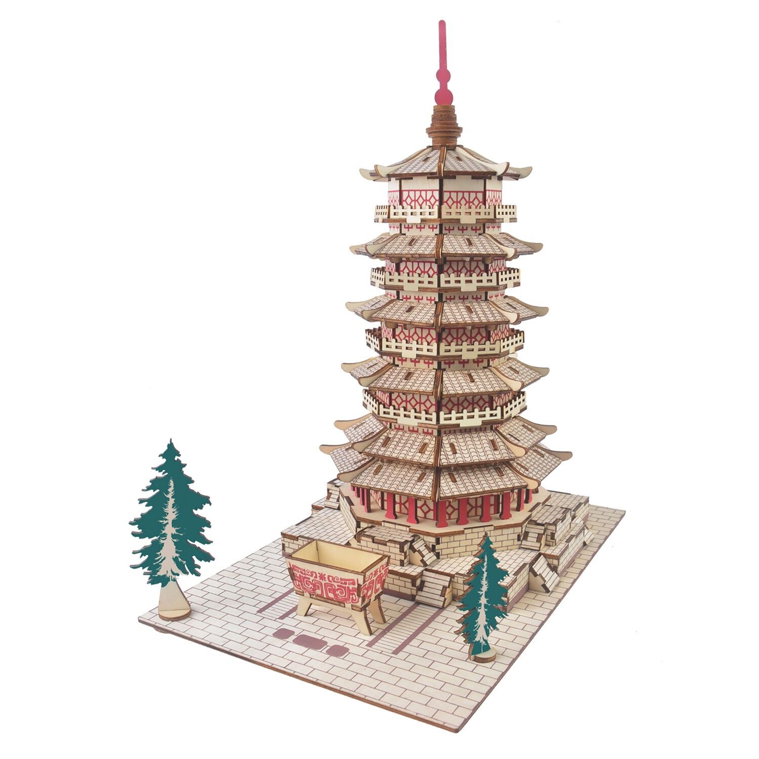 Modèle 3D en bois. Pagode Sakyamuni du temple Fogong. 365 pièces. Couleur : Bois