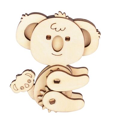 Mini modèle mécanique 3D en bois. Conception de Koala. 18 pcs. Couleur : Bois