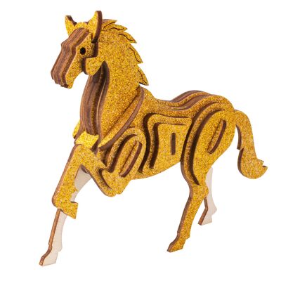 Modèle 3D en bois. Conception de cheval. 32 pièces. Orange