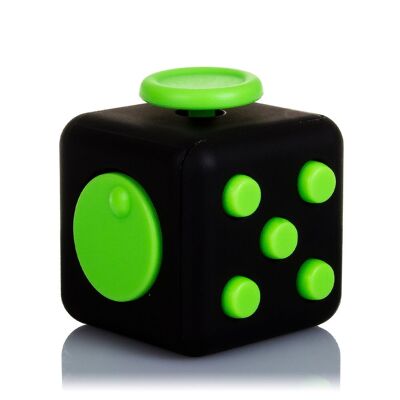 CUBE FIDGET ANTI-STRESS AVEC 6 MODULES RELAXANTS Couleur : Noir/Vert
