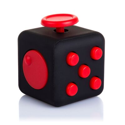 Cube anti-stress avec 6 modules relaxants. Couleur : Noir/Rouge