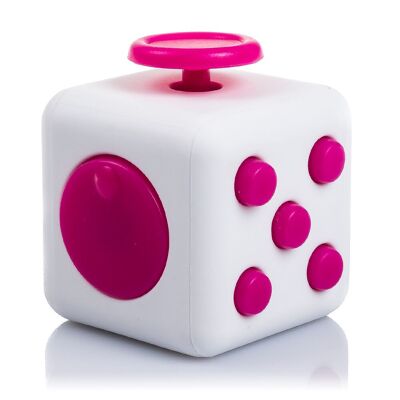 Cube anti-stress avec 6 modules relaxants. Couleur : Blanc/Rose