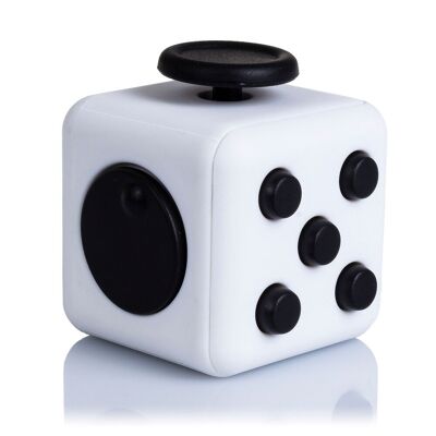 Cube anti-stress avec 6 modules relaxants. Couleur : Blanc/Noir
