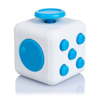 CUBO ANTISTRESS FIDGET CON 6 MODULI RILASSANTI Colore: Bianco/Blu