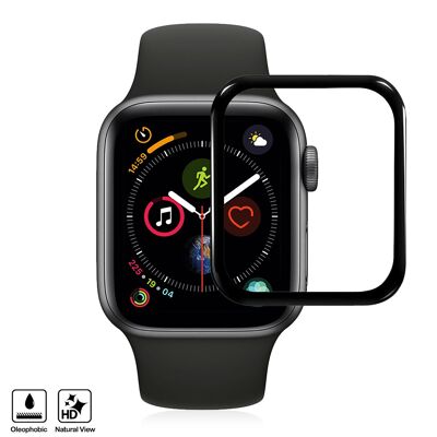 Pellicola protettiva in vetro temperato con bordo curvo per Apple Watch 40 mm (serie 4) Colore: nero