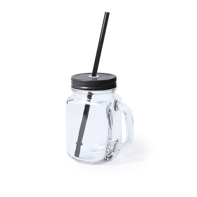 Tarro cristal con pajita de 500 ml