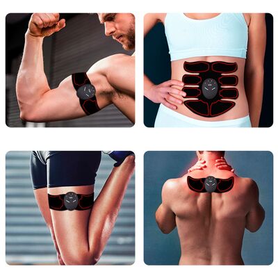 Stimolatore e massaggiatore elettronico intelligente A81Q EMS. Per addominali, braccia e gambe. Batteria ricaricabile.