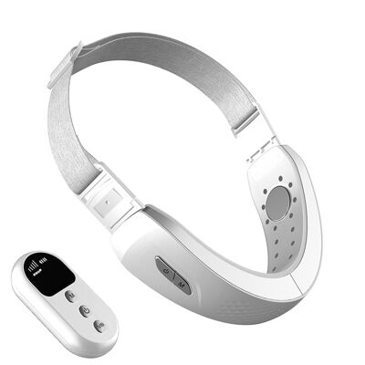 Cintura elettrostimolante per il viso, con trattamento con luce LED, vibrazione, EMS e terapia magnetica a bassa frequenza. Con telecomando.
