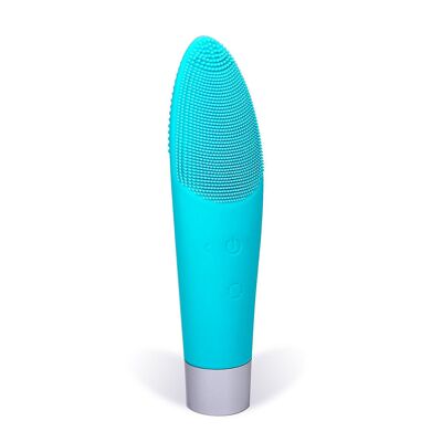 Spazzola elettrica per la pulizia del viso in silicone, massaggiatore e rasoio per zone delicate.