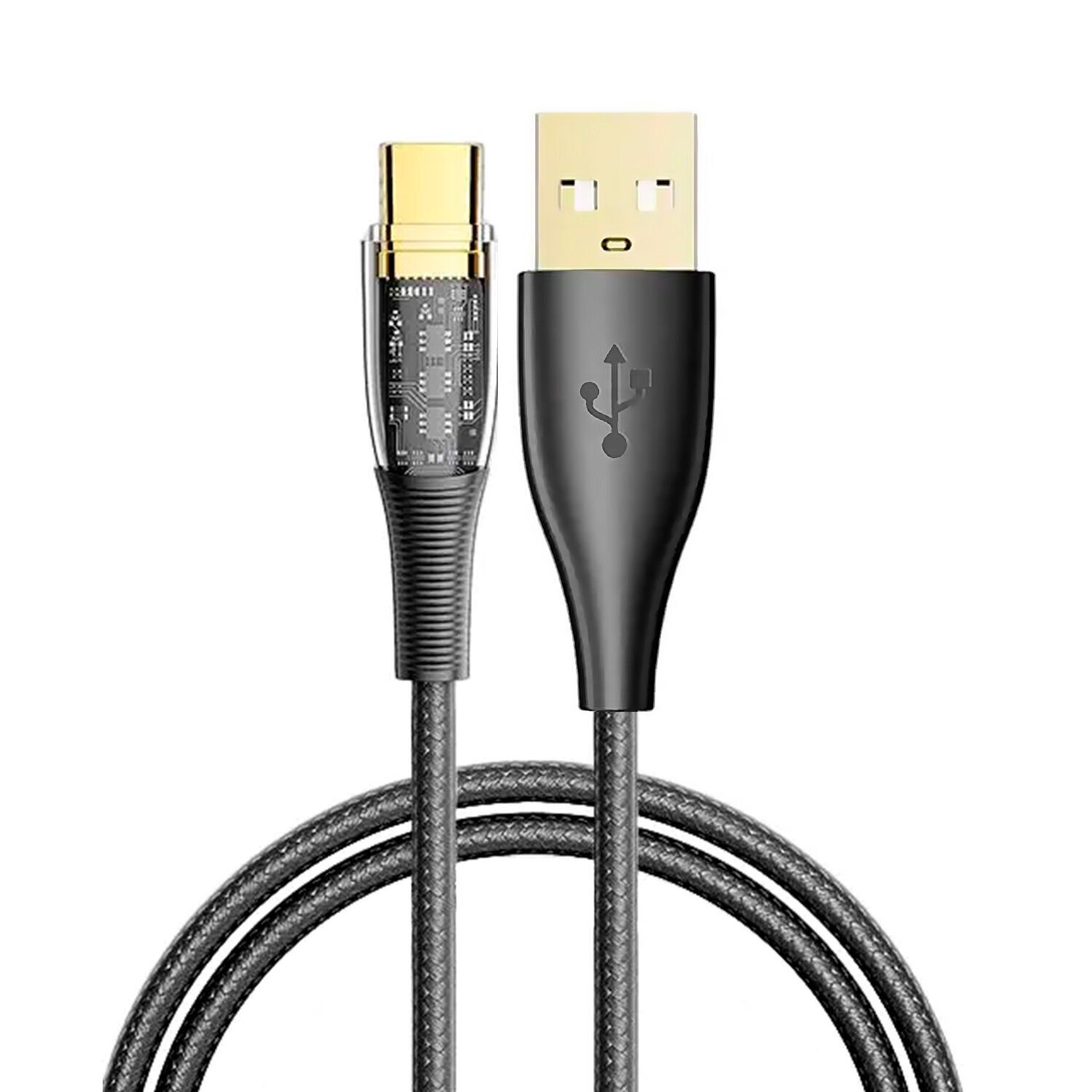 Cavo USB 2.Da 0 AM a USB-C PD20W 6A. Diametro esterno 4 mm. Con luce LED.