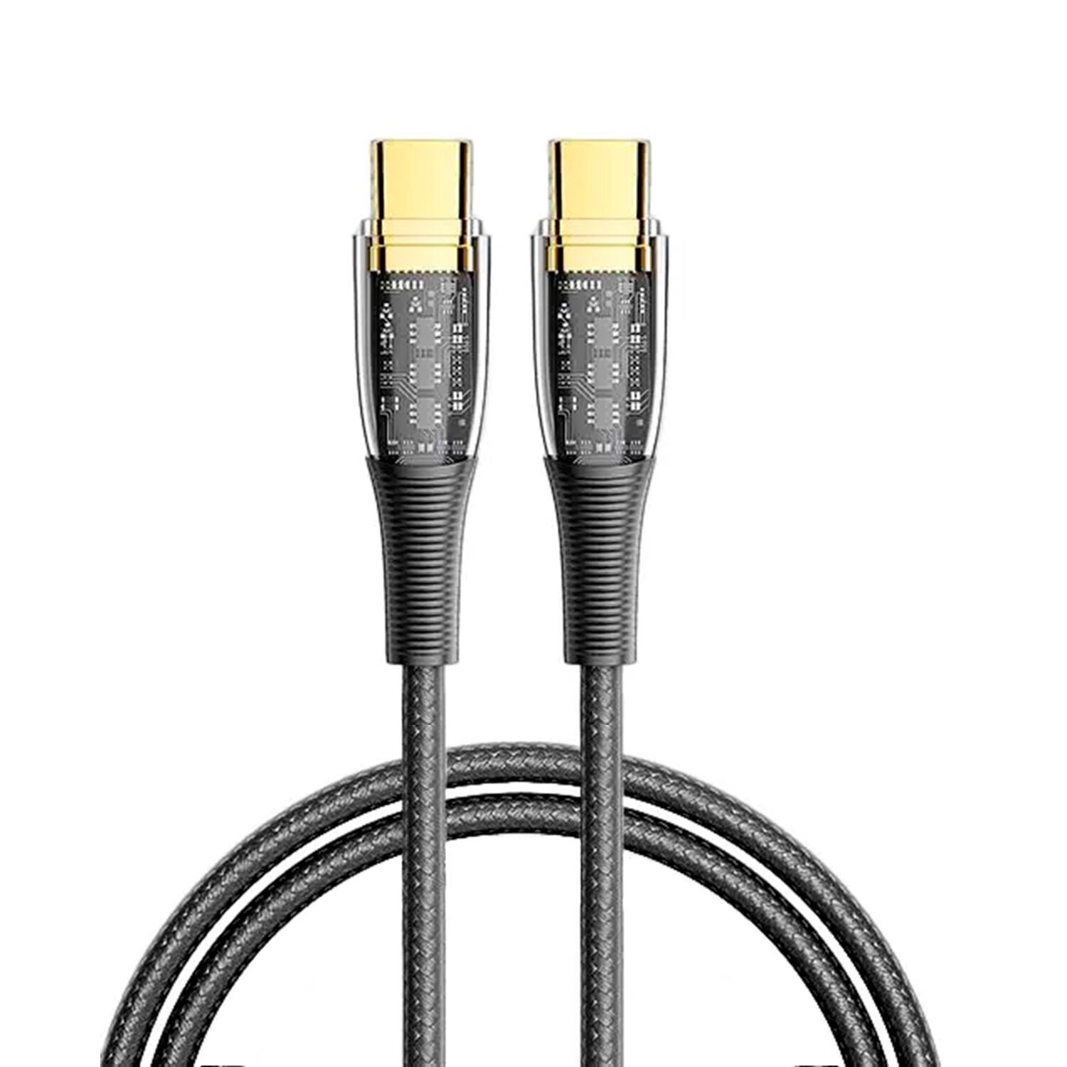 Cavo da USB-C a USB-C PD100W. Diametro esterno 4,0 mm. Con luce LED.