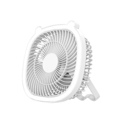 Ventilatore portatile da 5 W, con batteria ricaricabile, luce ambientale e 3 velocità.
