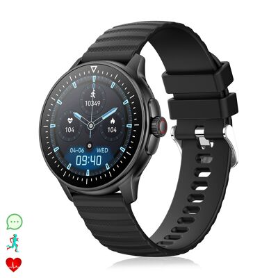Smartwatch ZW45 con notifiche app, chiamate Bluetooth. Misuratore di pressione sanguigna e ossigeno. Corona multifunzione.
