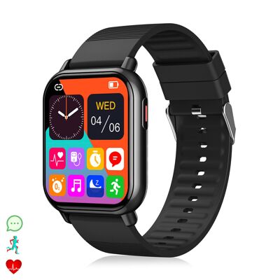 Smartwatch ZW32 con notifiche app, diverse modalità sportive. Misuratore di pressione sanguigna e ossigeno, termometro.