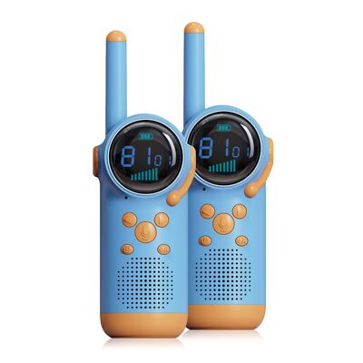 Talkies-walkies pour enfants D22, 1 à 3 km, écran couleur, 99 codes de groupe cryptés, lumière LED. 2 unités. Rechargeable battery.
