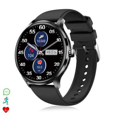 Smartwatch QS80 con chiamate BT, notifiche push. Monitor per lo sport e la salute, termometro.