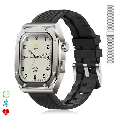 Smartwatch Z79 Max con doppio bracciale. Monitor sanitario, pressione sanguigna, ecc. Modalità sport, schermo diviso, chiamate BT.