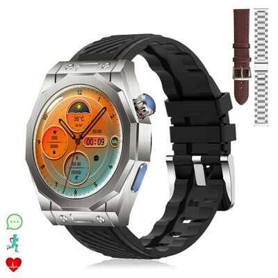 Smartwatch Z83 Max con triplo bracciale. Display AMOLED, schermo diviso, chiamate BT. Temperatura, tensione, ecc. Modalità Sport.