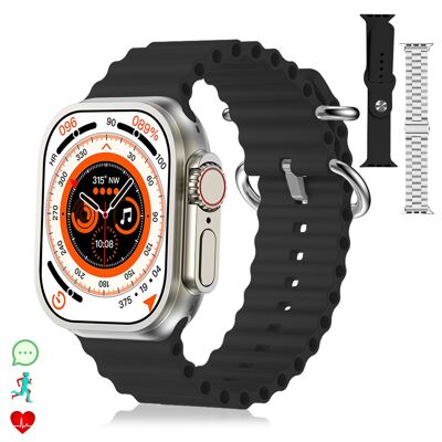 Smartwatch Z87 Ultra con triplo bracciale. Funzioni esterne, chiamate BT, notifiche push. Decine di modalità sportive.