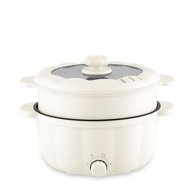 Olla eléctrica vaporera multifunción. Tres temperaturas, 2.5L doble nivel. Hot pot, salteado, cocina al vapor, etc.