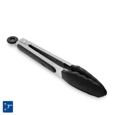 Pince alimentaire en acier inoxydable avec embout en silicone de qualité alimentaire, sans BPA, 18 cm. (7 pouces)