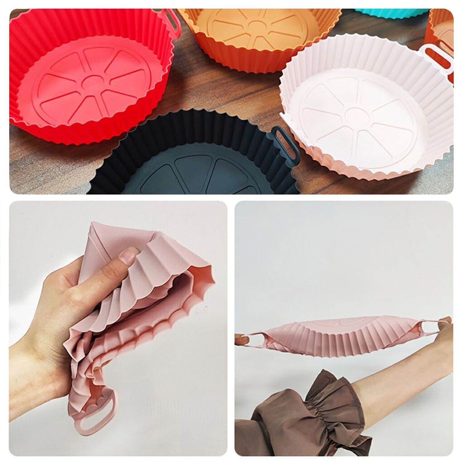 Molde silicona con asas especial freidora de aire. 24x19x6 cms. Grado alimentario.