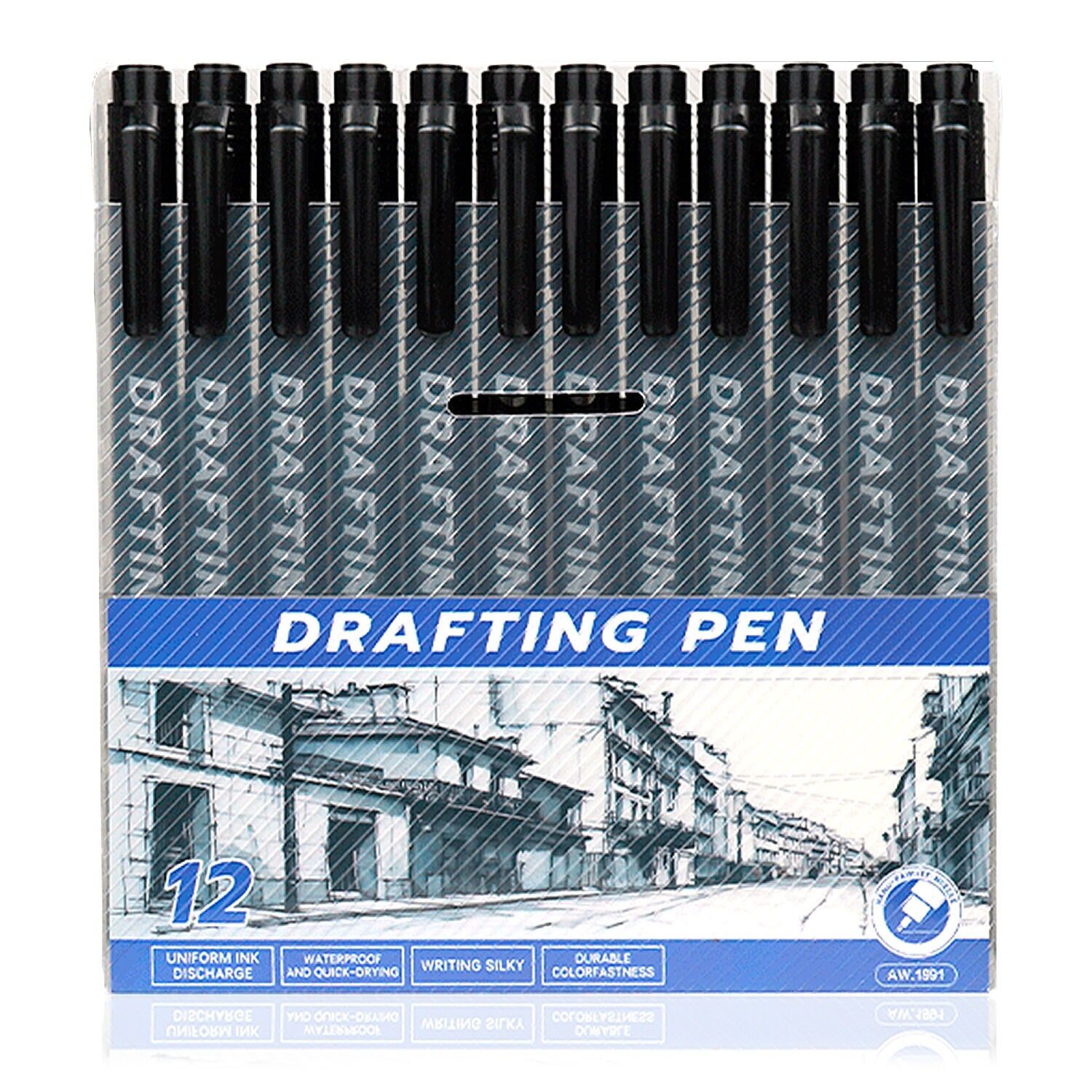 Rotuladores fineliner con puntas surtidas, 12 bolígrafos negros con micro delineador (0,2 mm a 3 mm), bolígrafos de dibujo técnico, bolígrafos de ilustración