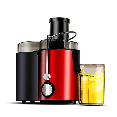 Licuadora exprimidora eléctrica 800w acero inox, doble velocidad (15-22000 rpm). Capacidad de 1.5L residuos y vaso de 0.5L.