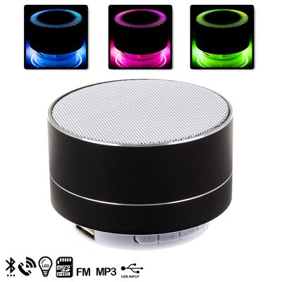 Metallic Bluetooth speaker with hands-free and LED light