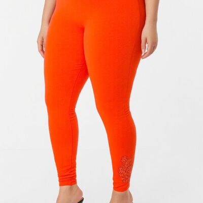 Legging orange grande taille avec broderies et séquins (B133)