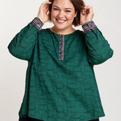 Blouse texturé vert grande taille (C6239)
