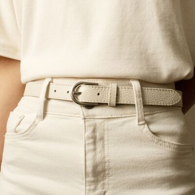 Cintura donna in pelle bovina alta 2,5 cm Made in Italy IT250 ECRU