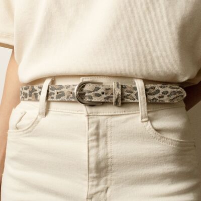 Ceinture femme en cuir de vachette 2,5 cm de large Fabriqué en Italie IT250 LEOPARD-1