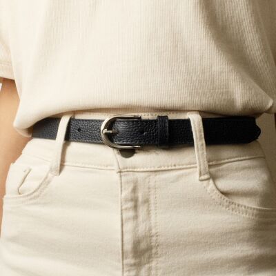 Ceinture femme en cuir de vachette 2,5 cm de large Fabriqué en Italie IT250 MARINE