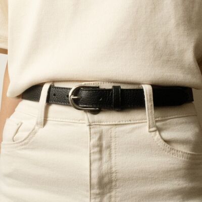 Cintura donna in pelle bovina alta 2,5 cm Made in Italy IT250 NERO