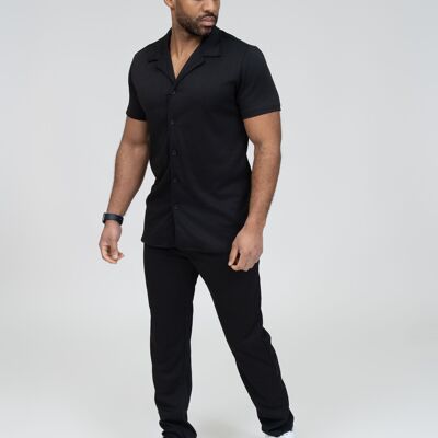 Completo camicia e pantaloni da uomo - fantasie in tessuto - nero