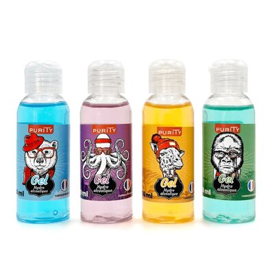 Pack "My Protective Animals" - 4 Mini-bottles of 50ml of hydroalcoholic gel