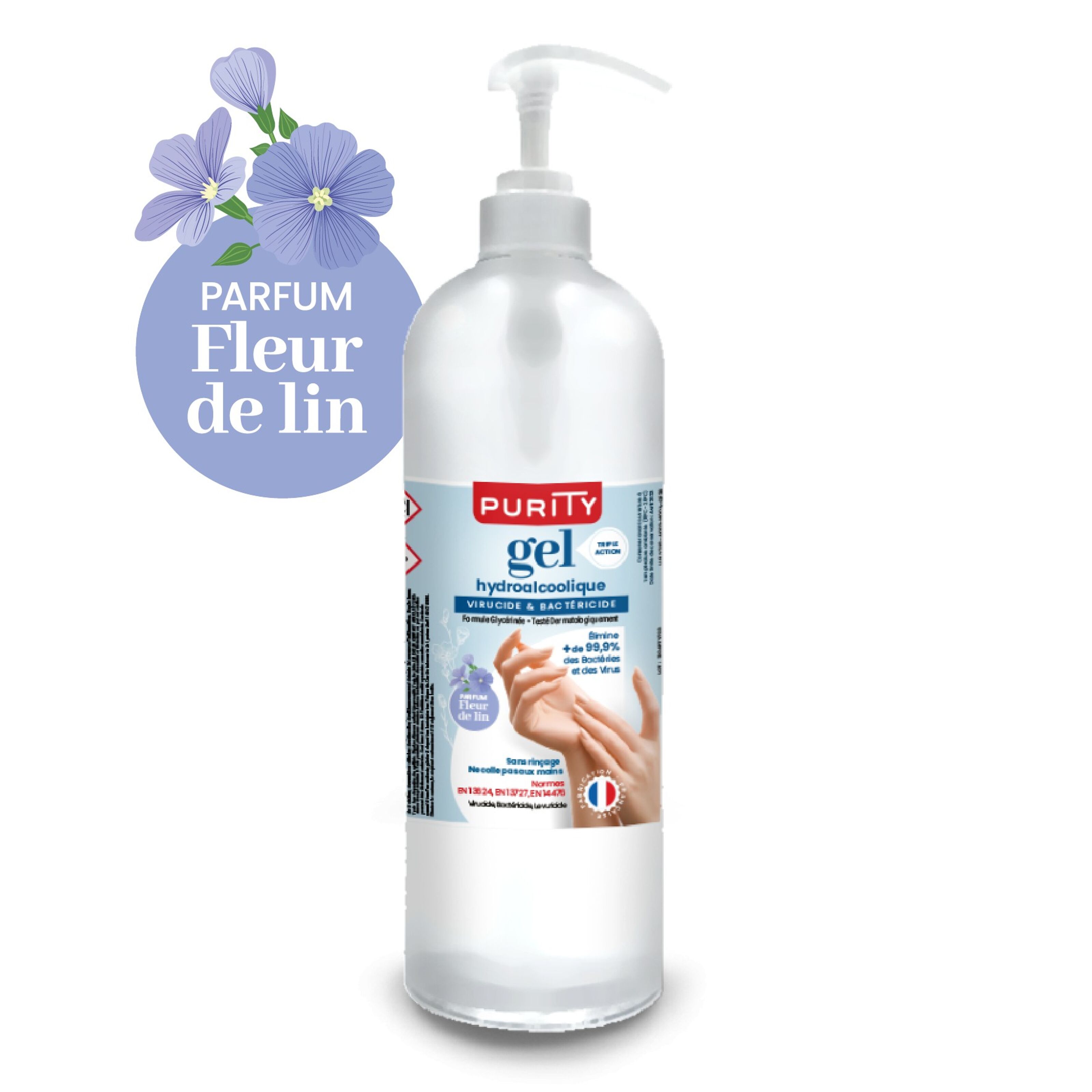 Kaufen Sie 1 Liter Pumpflasche - Purity 703 Hydroalkoholisches Gel - Fleur  de Lin Parfum zu Großhandelspreisen