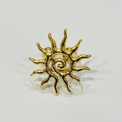 Stainless steel ring sun spiral rays textures