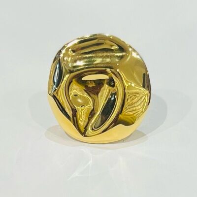 Smooth gold abstract design stainless steel ring