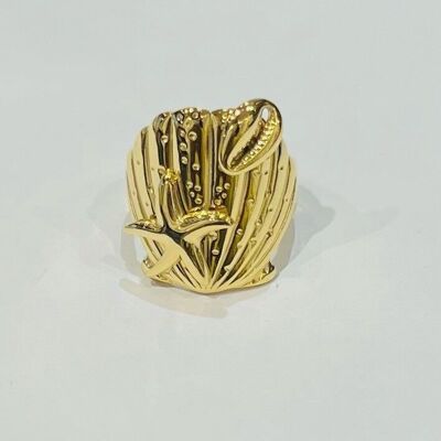 Bague acier inoxydable coquillage etoile mer cowrie