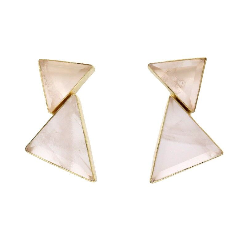 Polierte Rosenquarz-Ohrringe von Debod