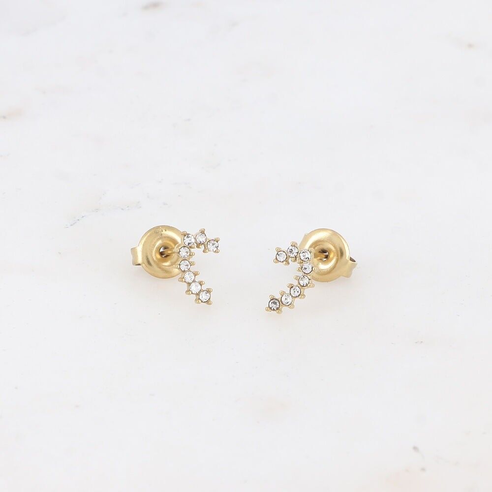 Mini-Ohrstecker - gebogen, besetzt mit Zirkonoxiden