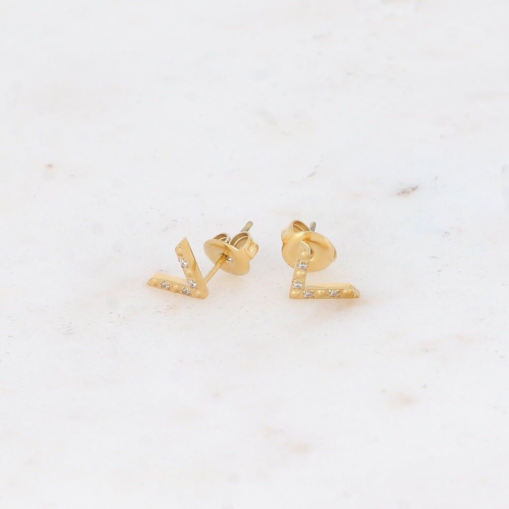 Ohrstecker - V mit Zirkonoxiden