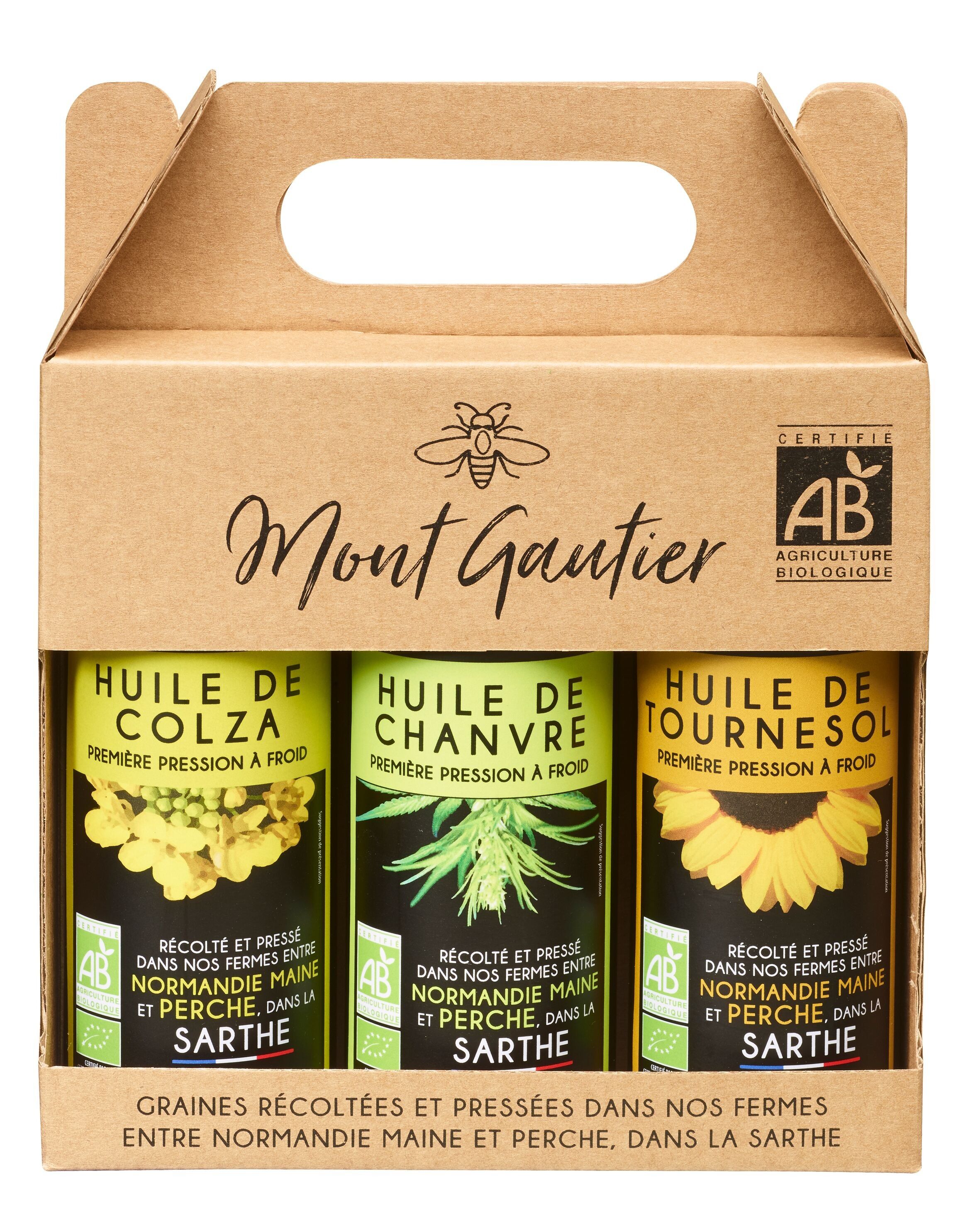Box of 3 organic oils – hemp/rapeseed/sunflower