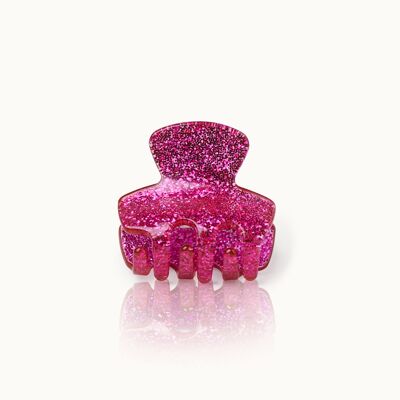 Pinza para el pelo pequeña con purpurina rosa
